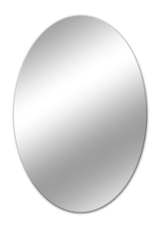 Espejo ovalado espesor de 4mm servido con los cantos pulidos.