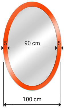 espejo ovalado sobre cristal lacado medidas